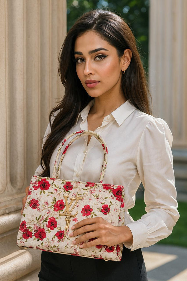 LV Floral Canvas Tote Bag