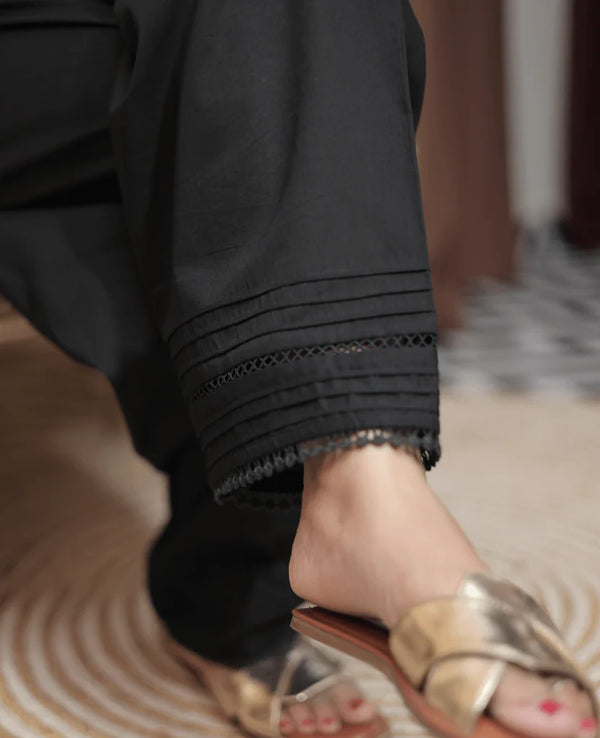 Bin Saeed Black Farshi Shalwar With Lace Detailing