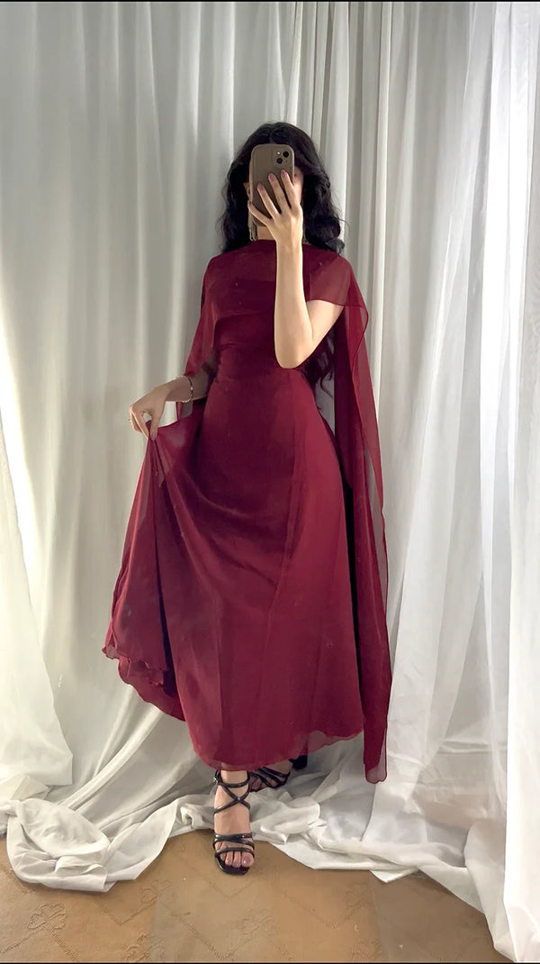 Raqs Crape Plain Chiffon Maxi