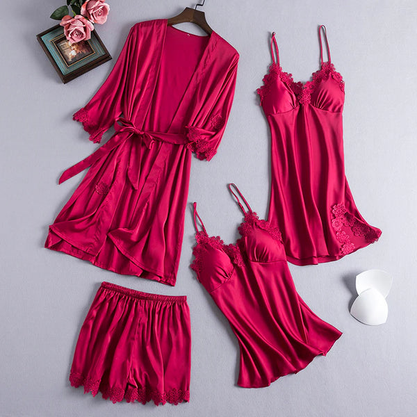 Luxurious Silk Gown Set | Red