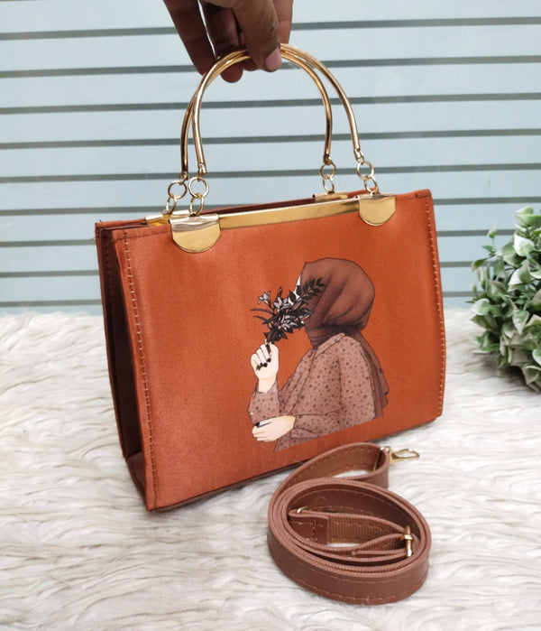 Hijabi Girl Metal Handle Handbag